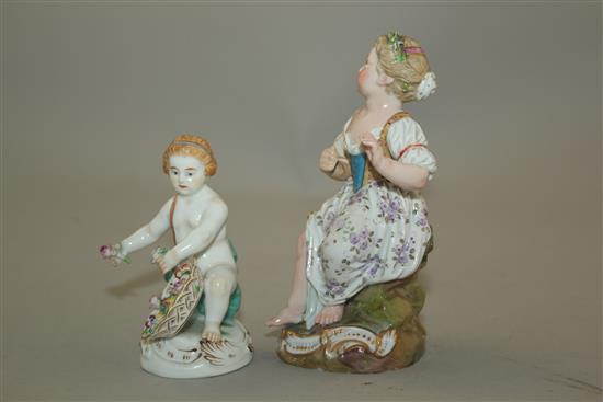 Two Meissen figures, late 19th and early 20th century, 9cm